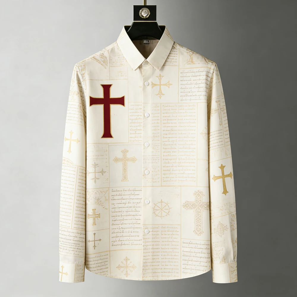 

Men's European Architectural Character Pattern 3D Printed Shirt Long Sleeve Lapel Button Hawaiian Beach Shirt Party Mens Clothes