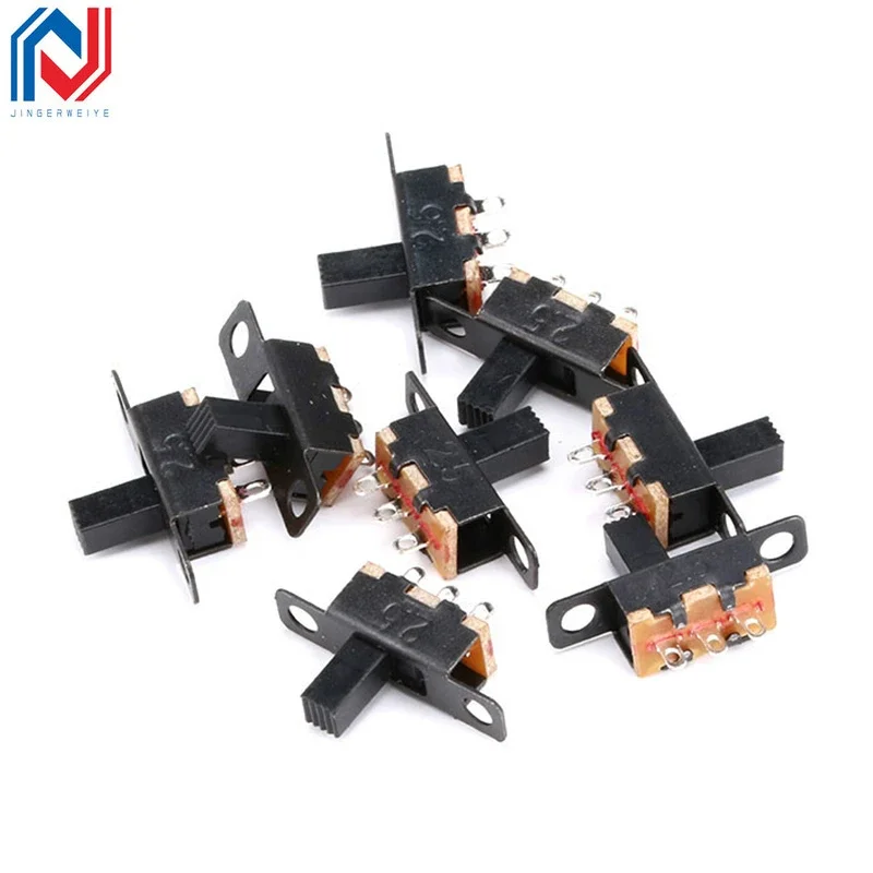 20 sztuk/partia mikro przełącznik suwakowy 3PIN 2 pozycja 1P2T ON-OFF przełącznik dwupozycyjny uchwyt wysoki 6mm SS12F15VG6 przełącznik dwupozycyjny