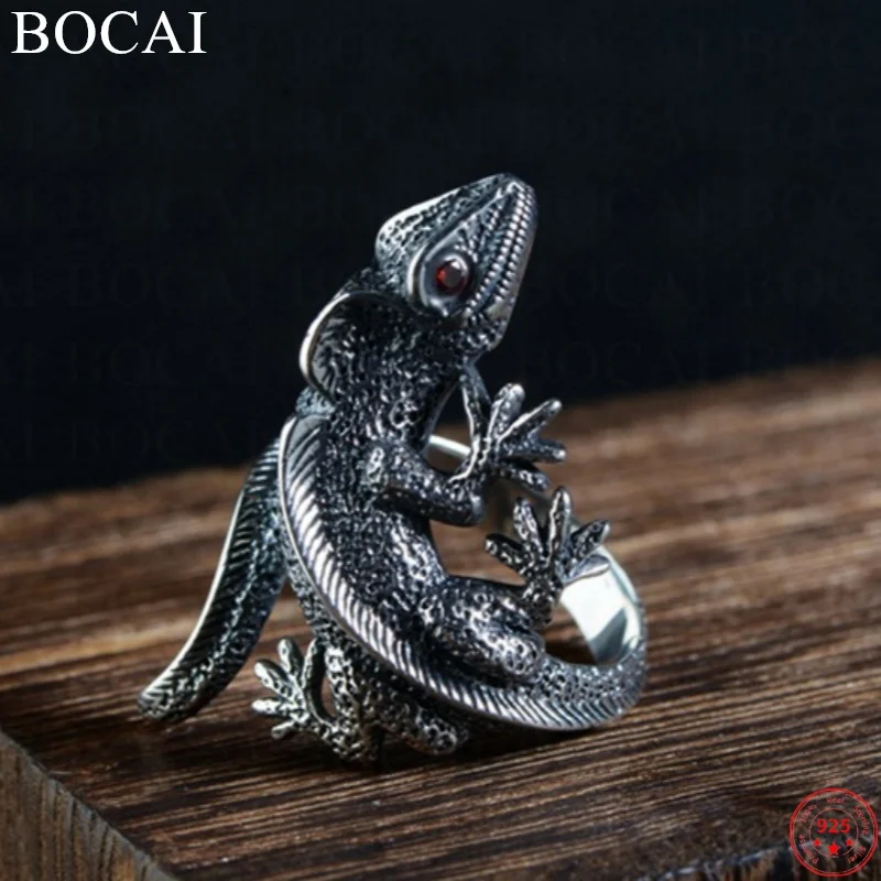 

Кольцо BOCAI S925 из стерлингового серебра для мужчин и женщин, новая мода, простая ящерица, ручная работа, ювелирные изделия в стиле панк из чистого аргентума, оптовая продажа