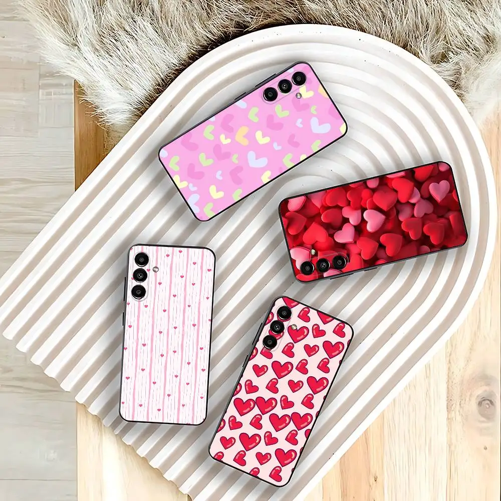 Cute Love Heart Phone Case For Samsung Galaxy A73,31,32,72,41,53,52,71,22,5G,Note,J7,8,9 Soft Black Cover