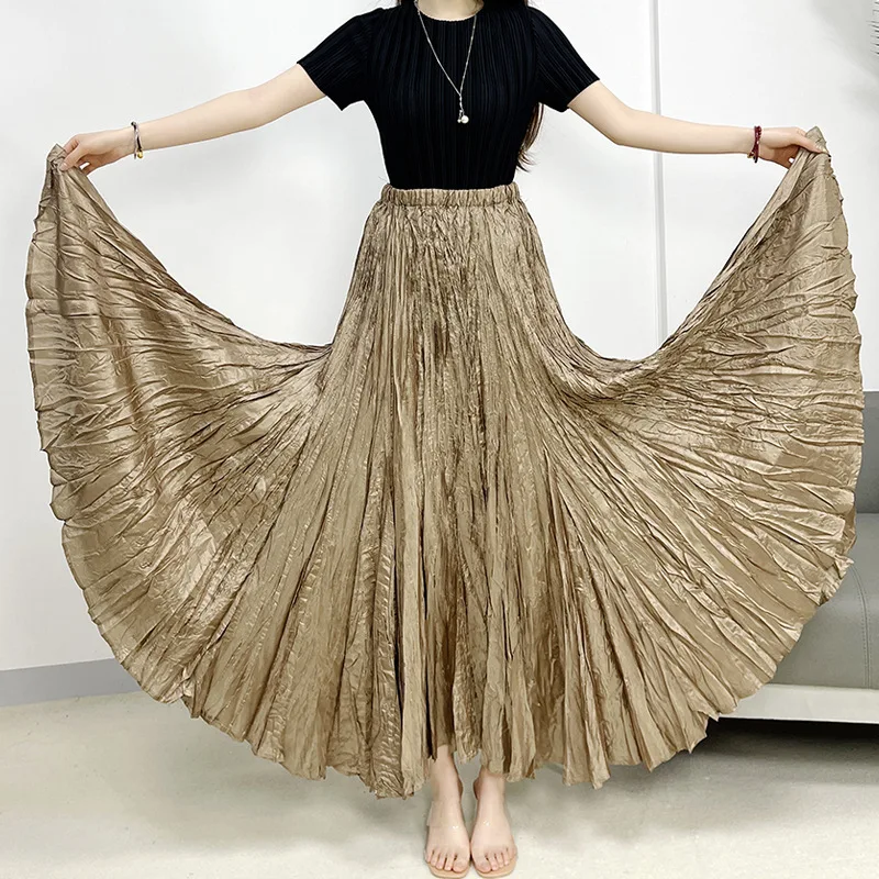 

New pleated hand-pleated skirt Square dance oversized hem skirt Women's skirt loose casual skirt Women's skirt
