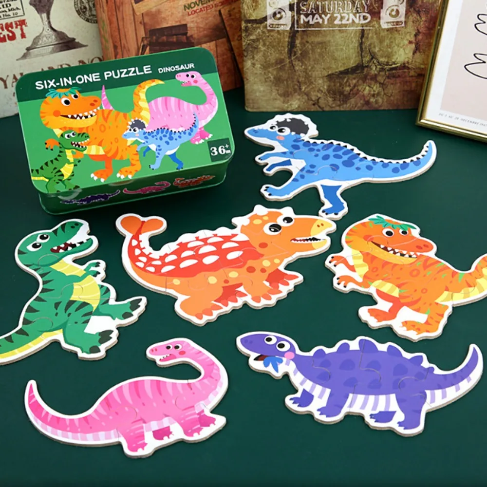

Dinosaur Cartoon Animal Jigsaw Car Educational 3D Wooden Puzzle Colorful Montessori Baby Wooden Toys Parent-Child