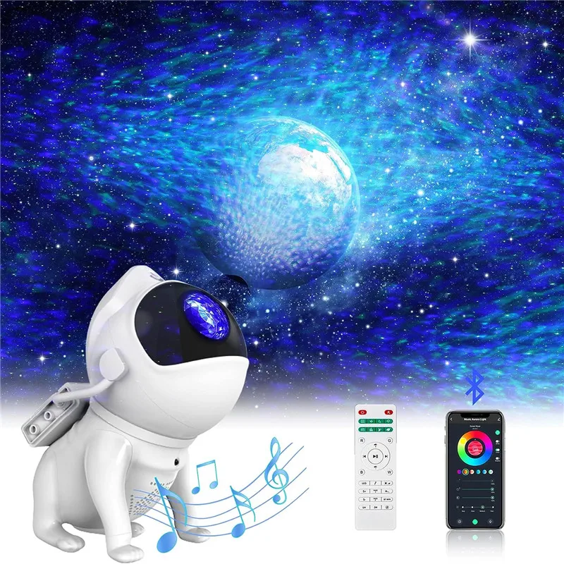 Imagem -02 - Astronauta Star Sky Lamp para Decoração de Quarto Space Dog Projector Bluetooth Speaker Ruído Branco Luz Noturna