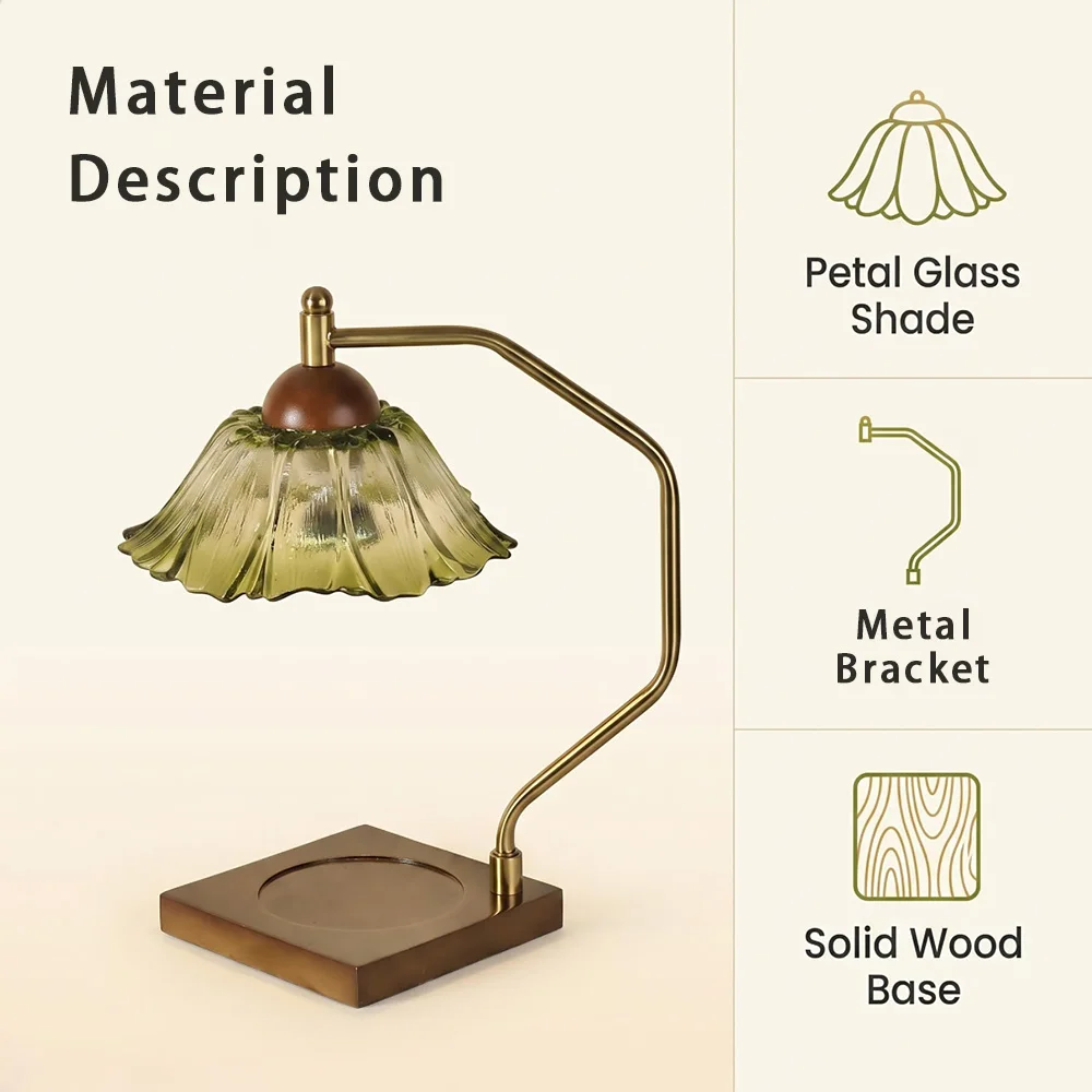 Candle warmer lamp Aromatherapy desk lamp with timer Wooden and glass base suitable for bedrooms, study rooms, living rooms, gif