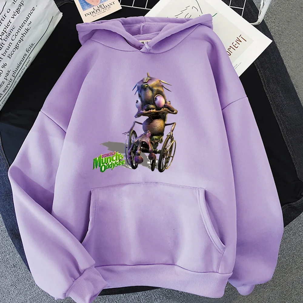 Anime Print Oddworld Hoodies With Hooded Comfortable Cartoon Sweatshirt Long Sleeve Harajuku Clothing Moletom Retro Soft Hoody