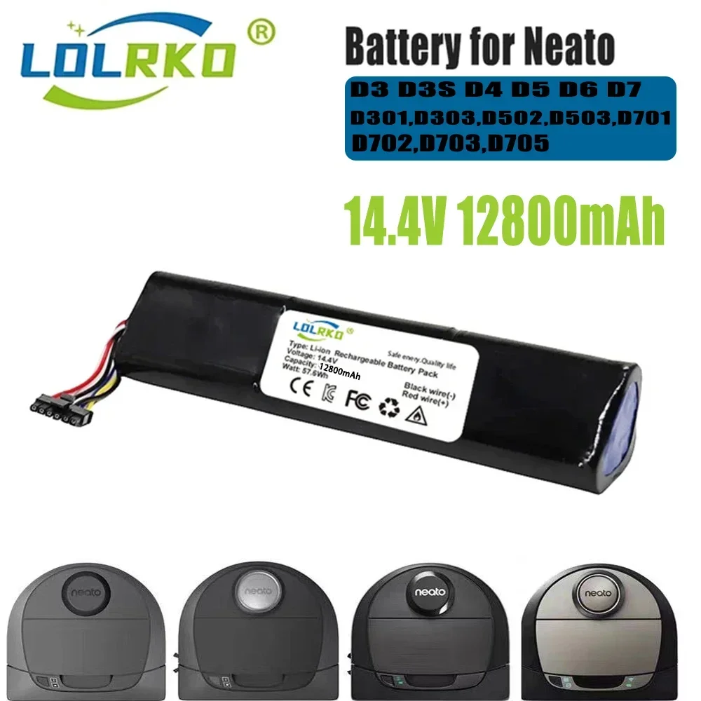 Original 14.4V  12800mAh Li ion Replacement Battery For Neato Botvac D3 D4 D5 D6 D7 945-0225/205-0011 Sweeping Robot