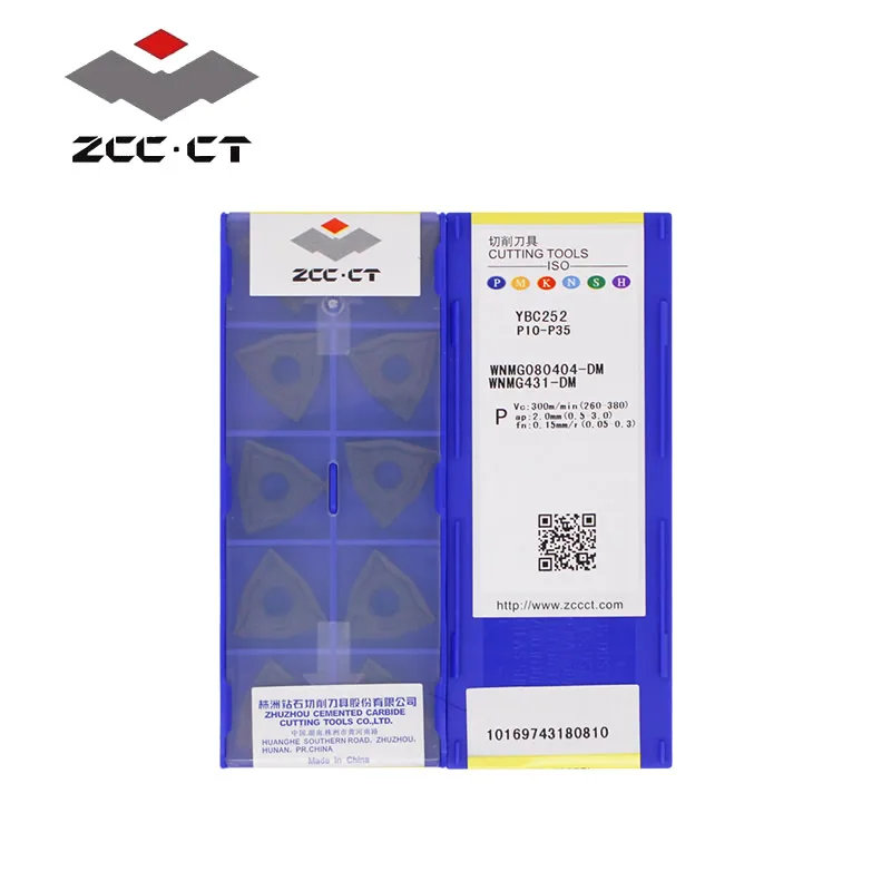 Imagem -02 - Zccct Torno Cnc Carbide Inserções Ferramentas de Torneamento 100 Original Wnmg080404-dm Ybc251 Wnmg080408-dm Ybc252 10 Pcs