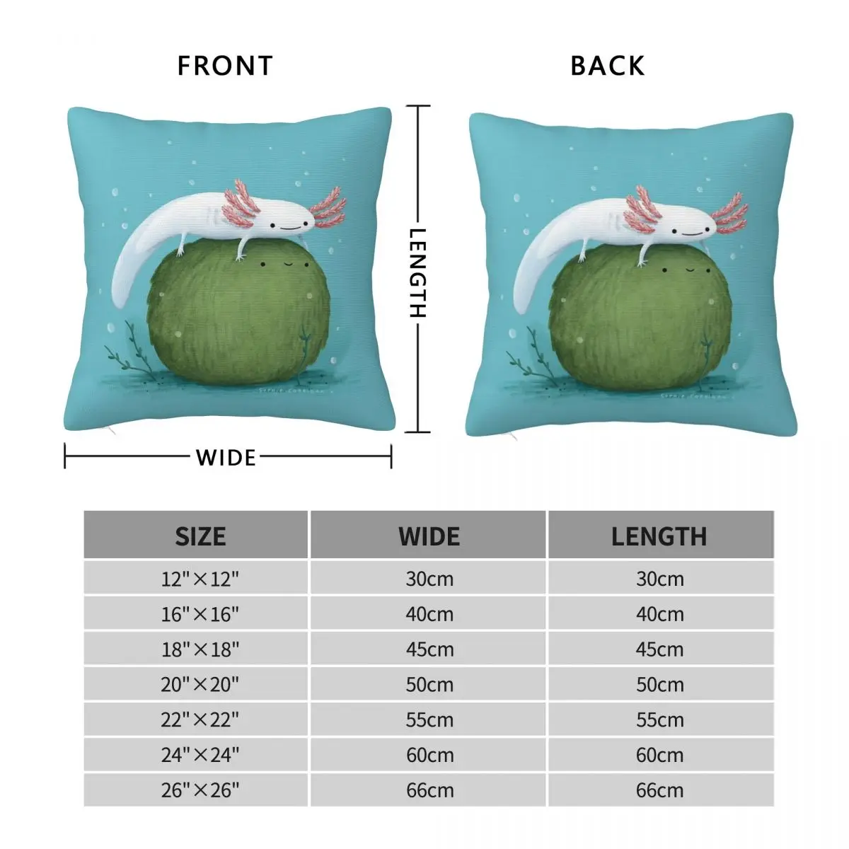 Axolotl On A Marimo Pillowcase Polyester Linen Velvet Pattern Zip Decorative Sofa Cushion Cover