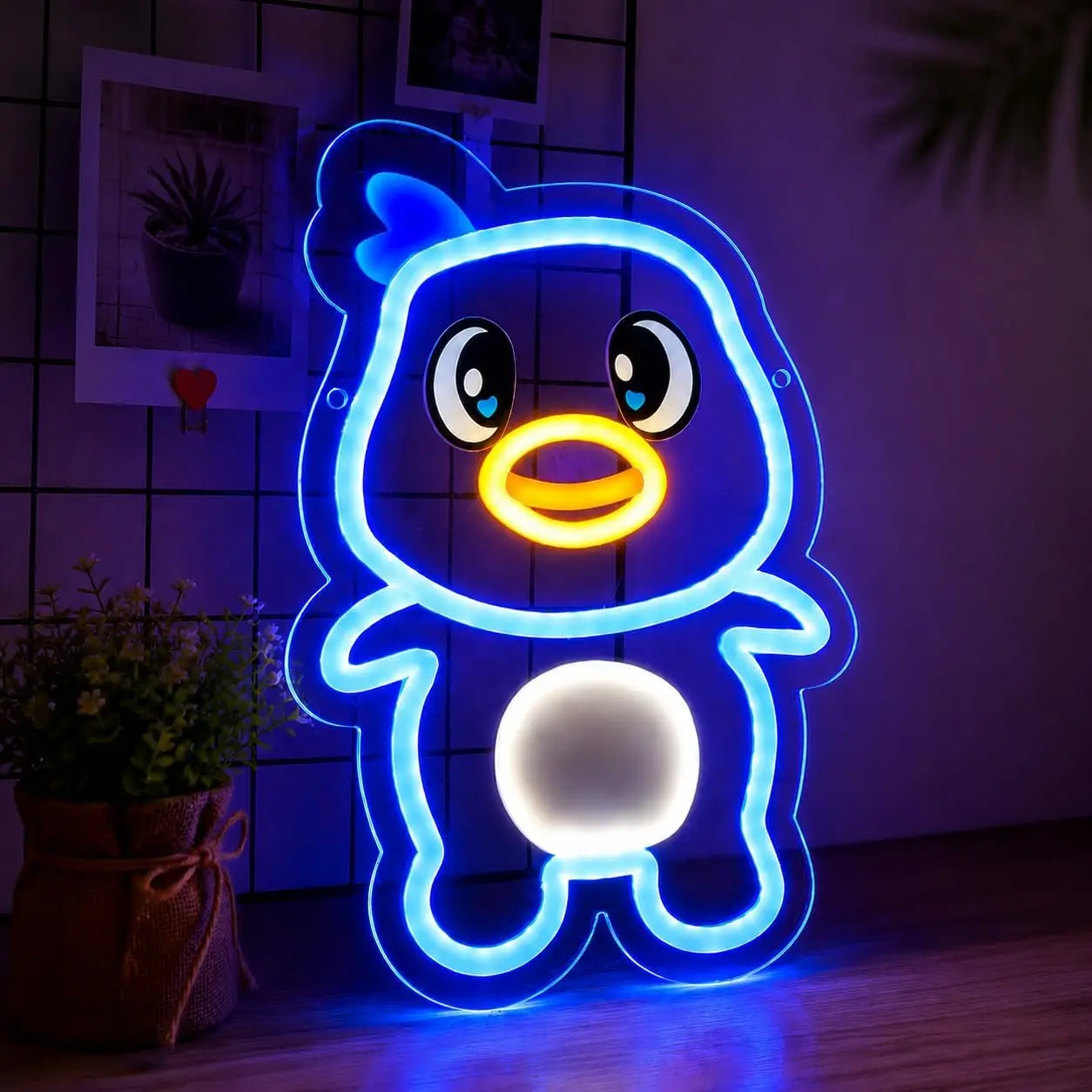  Cartoon Duck LED Neon Sign USB Neon Light for Kids Bedroom Dorm Animal Party Nursery Playroom Baby Shower Decor Birthday Gift
