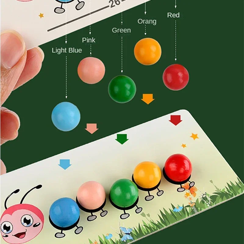 Wooden Clip Beads Games Montessori Toys Color Matching Parish Learning Set Fine Movement Training Educational Toys For Children