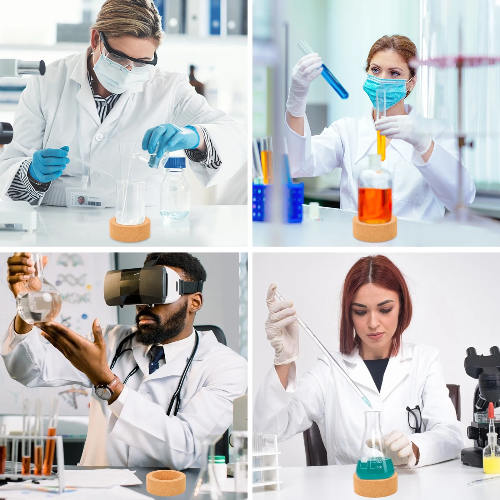 

2Pcs Laboratory Flask Pad Cork Stand for Round Bottom Flasks Heat Resistant Support Holder Experiment Base Cork Flask Stands