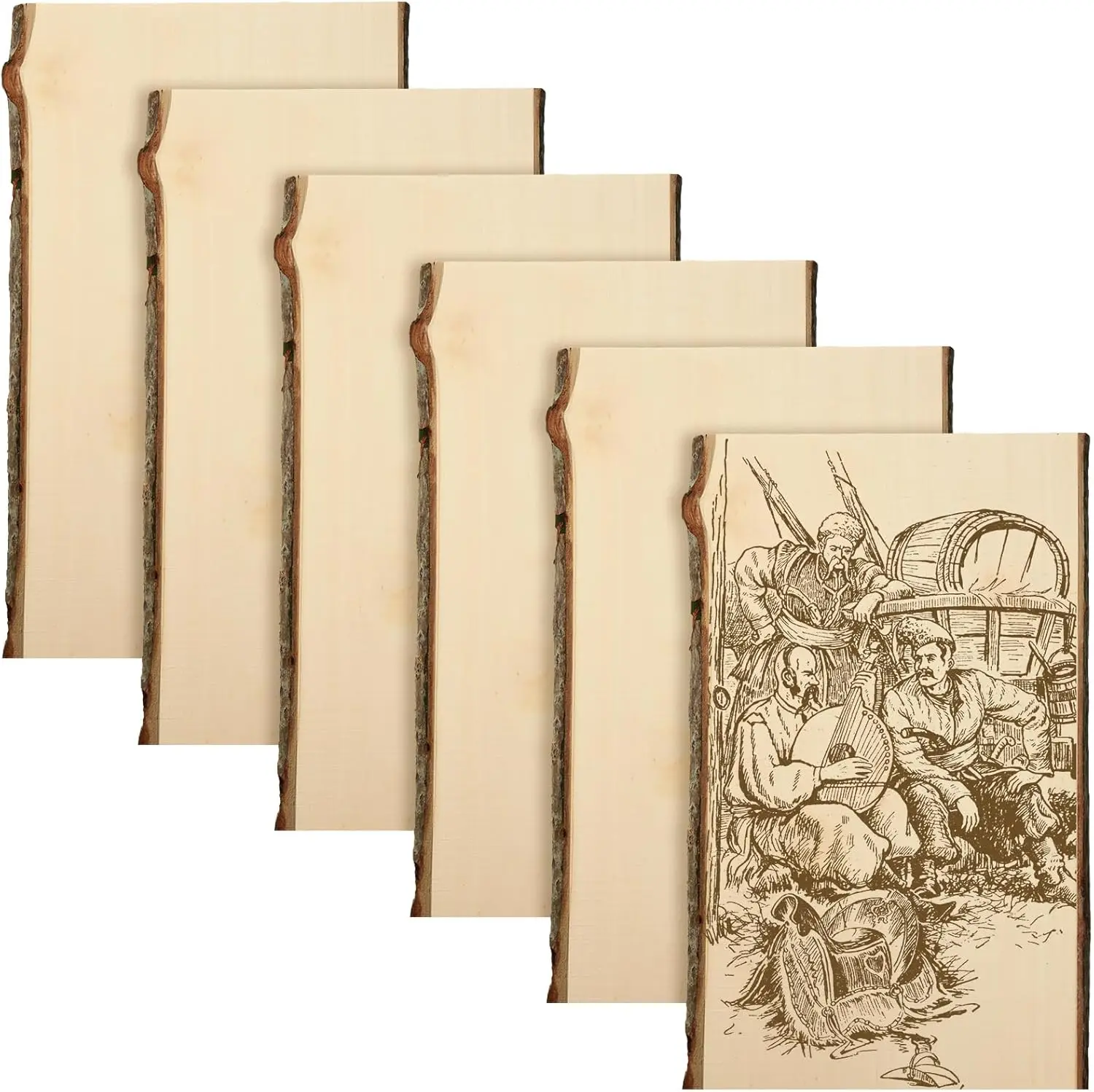 6 Unfinished Hollow Live Edge Wood Slabs for DIY Crafts, Rustic Home Decor, Weddings (13x9-11 Inch)