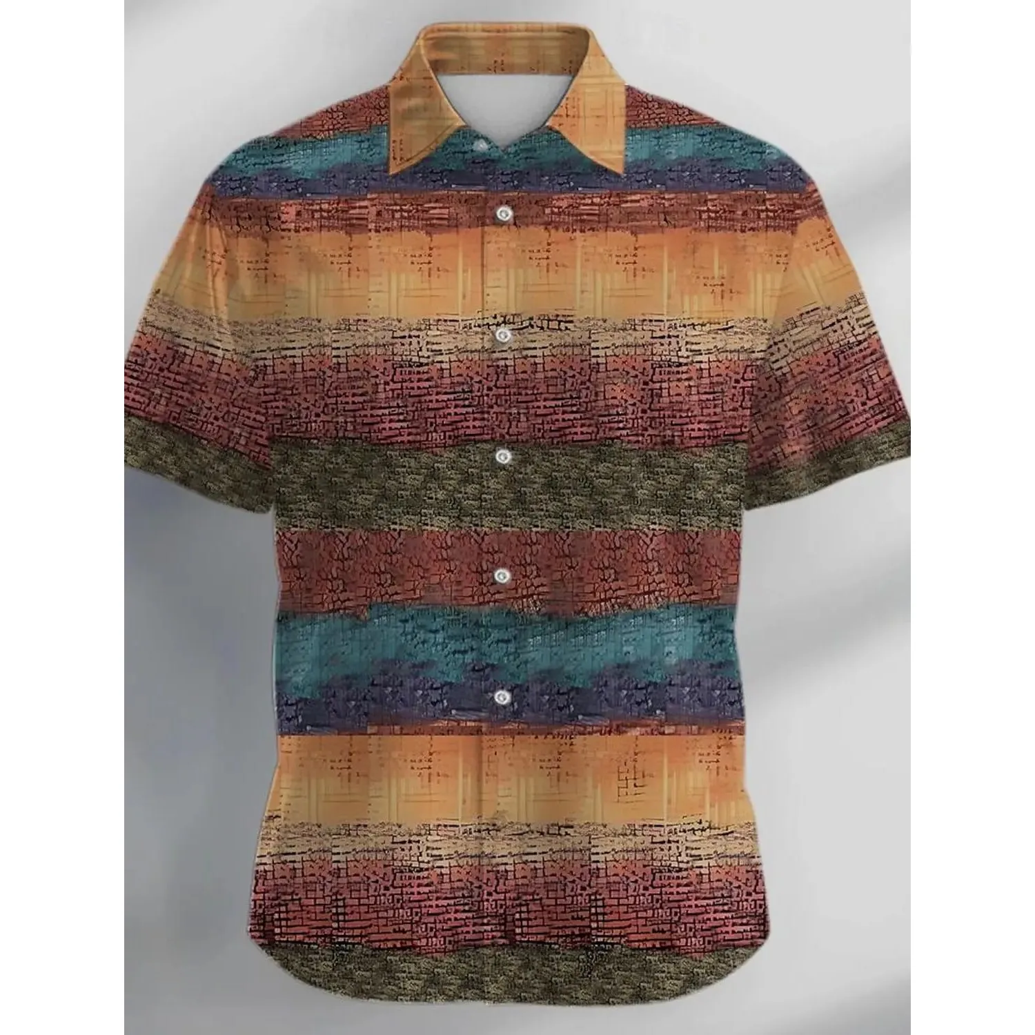 Retro Fashion Casual Men's Geometric Vintage Shirt Thickened Fleece Lined Autumn  Collar Nine Sleeve Length Daily Sum
