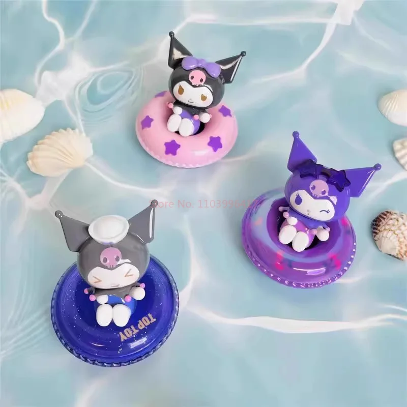 Sanrio Family Mini Swimming Circle Series Sanrio Toys Kuromi Pocahcco Hangyodon Blind Box Anime Figurines Toy Kid Surprise Gifts