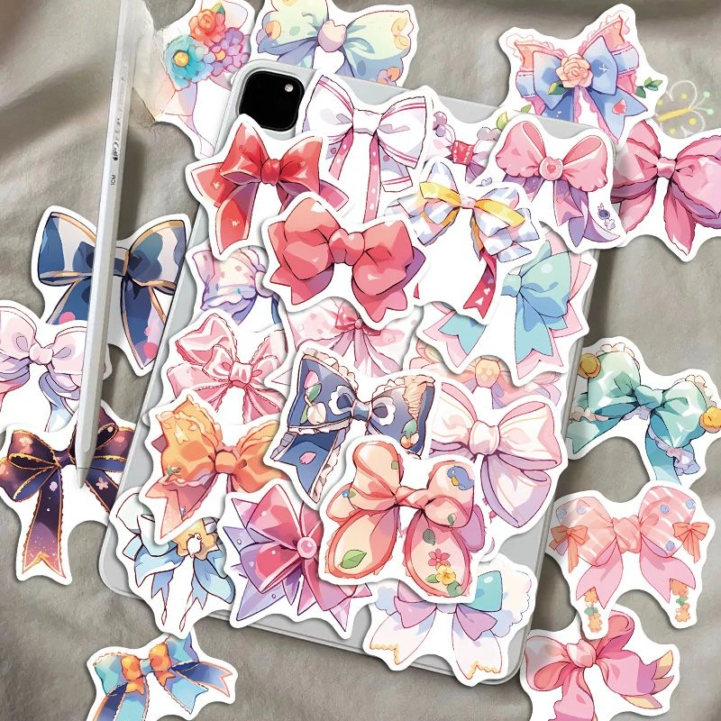 10/30/50Pcs bow cartoon cute simple girl heart phone case notebook decoration waterproof stickers