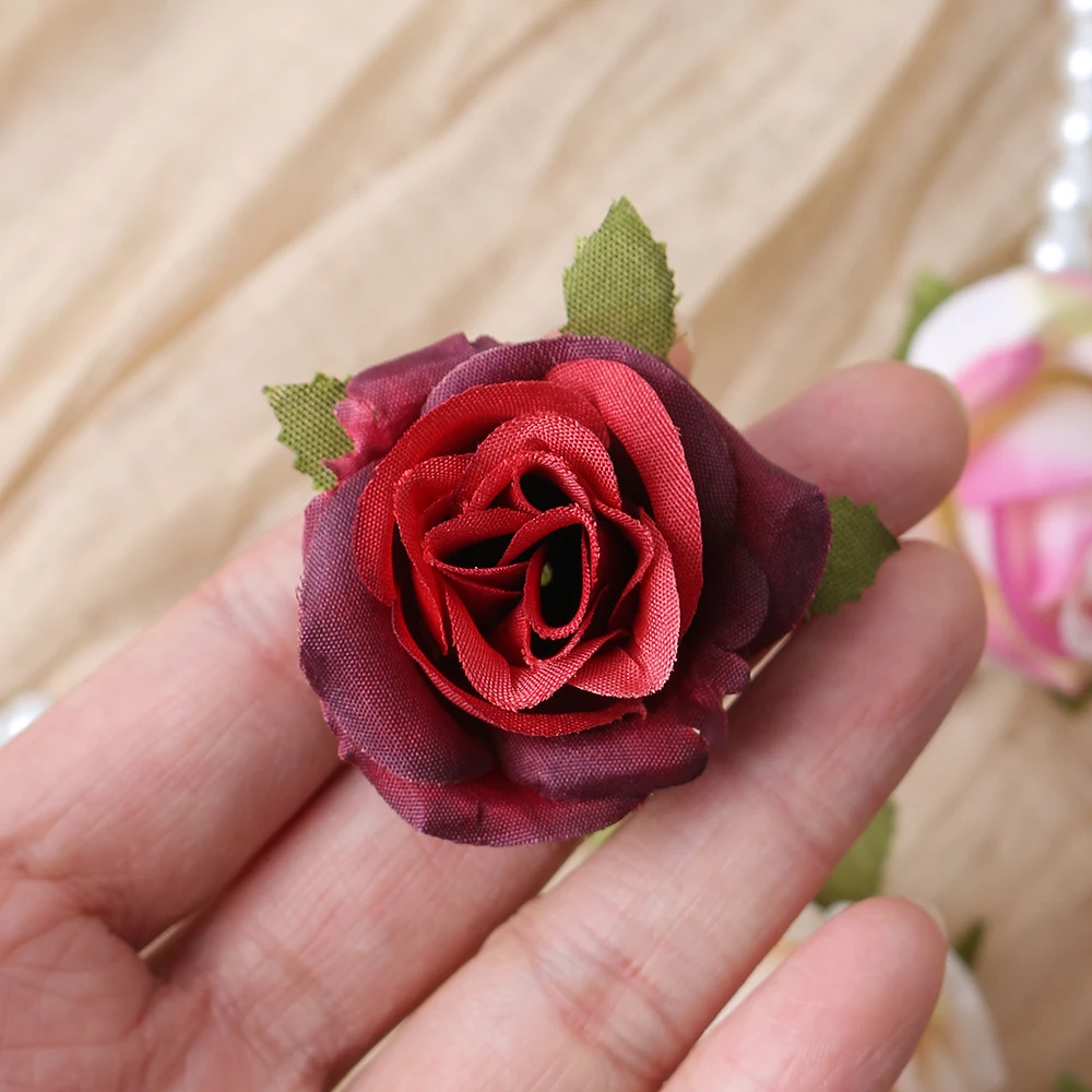 10/20/50Pcs Artificial Rose Flowers Heads 4CM Fake Flowers for Home Room Decor Wedding Decoration DIY Garland Gift Accessories