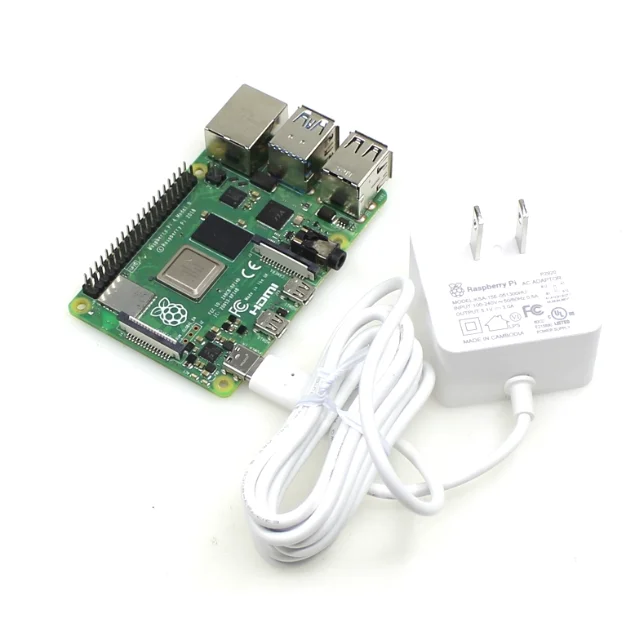 Avada Module-Raspberry Pi 4B de 4ème Génération, Alimentation Électrique, Blanc, Noir, 5V, 3A, Wild Type-C, Adaptateur 15 W, Original
