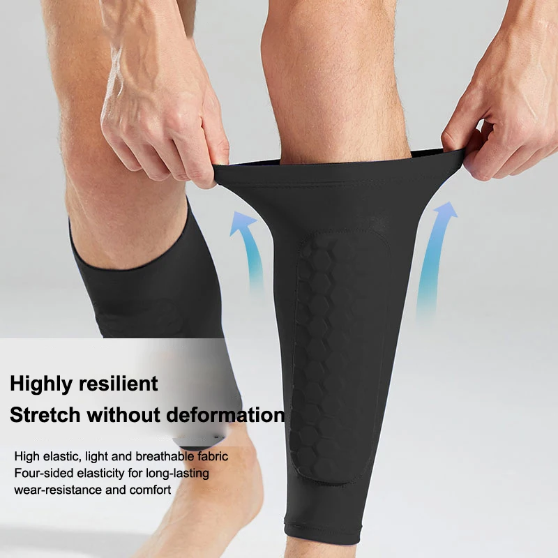 

Honeycomb Shin Guards Ski Leg Pads Breathable Anti Collision Soccer Basketball Cycling Protective Elastic Sport Leggings 1PC