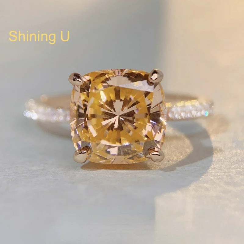 

Сияющее серебряное кольцо U S925 с высоким карбюдом и бриллиантом 4CT для женщин, цвет розового золота, ювелирные изделия, юбилей