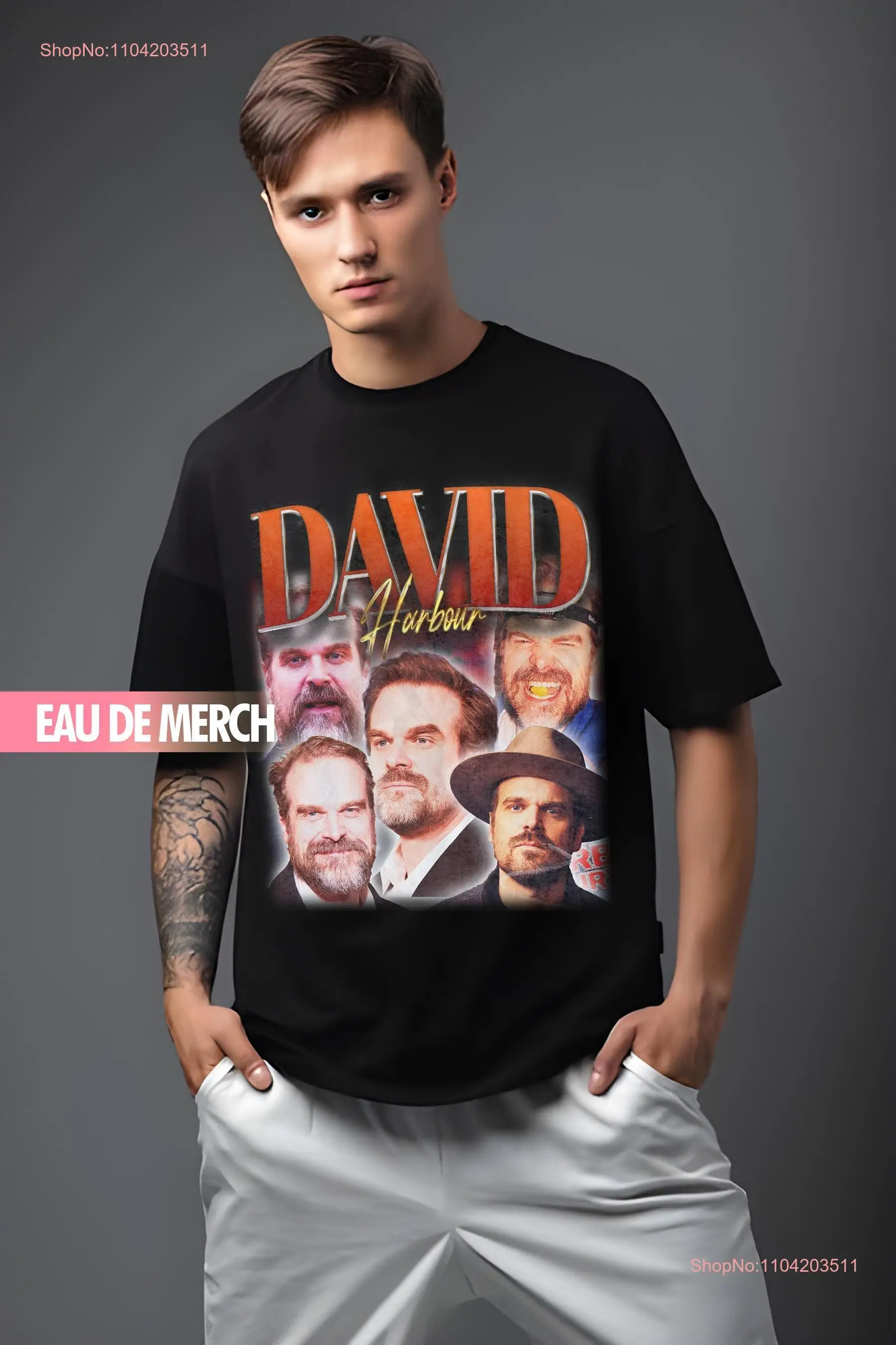 DAVID HARBOUR TEES Vintage T Shirt 90s Tribute Retro Merch Homage Funny long or short sleeves