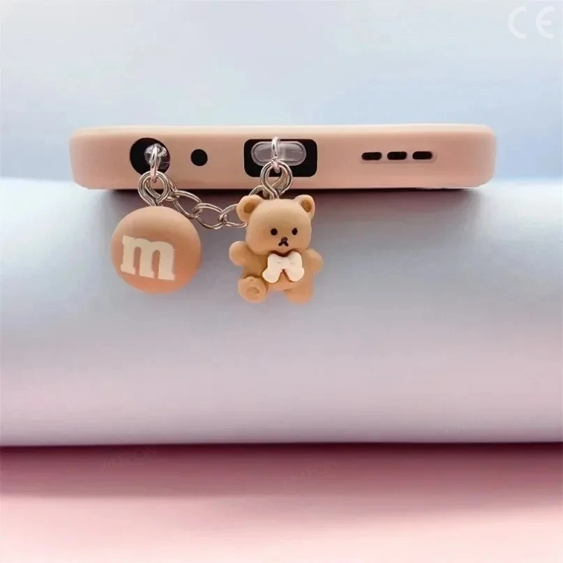 Cute Little Bear Phone Dust Plug Pendant for iPhone Samsung Xiaomi Type-C/iOS /Micro USB  Interface Cell Dust Plug Accessories