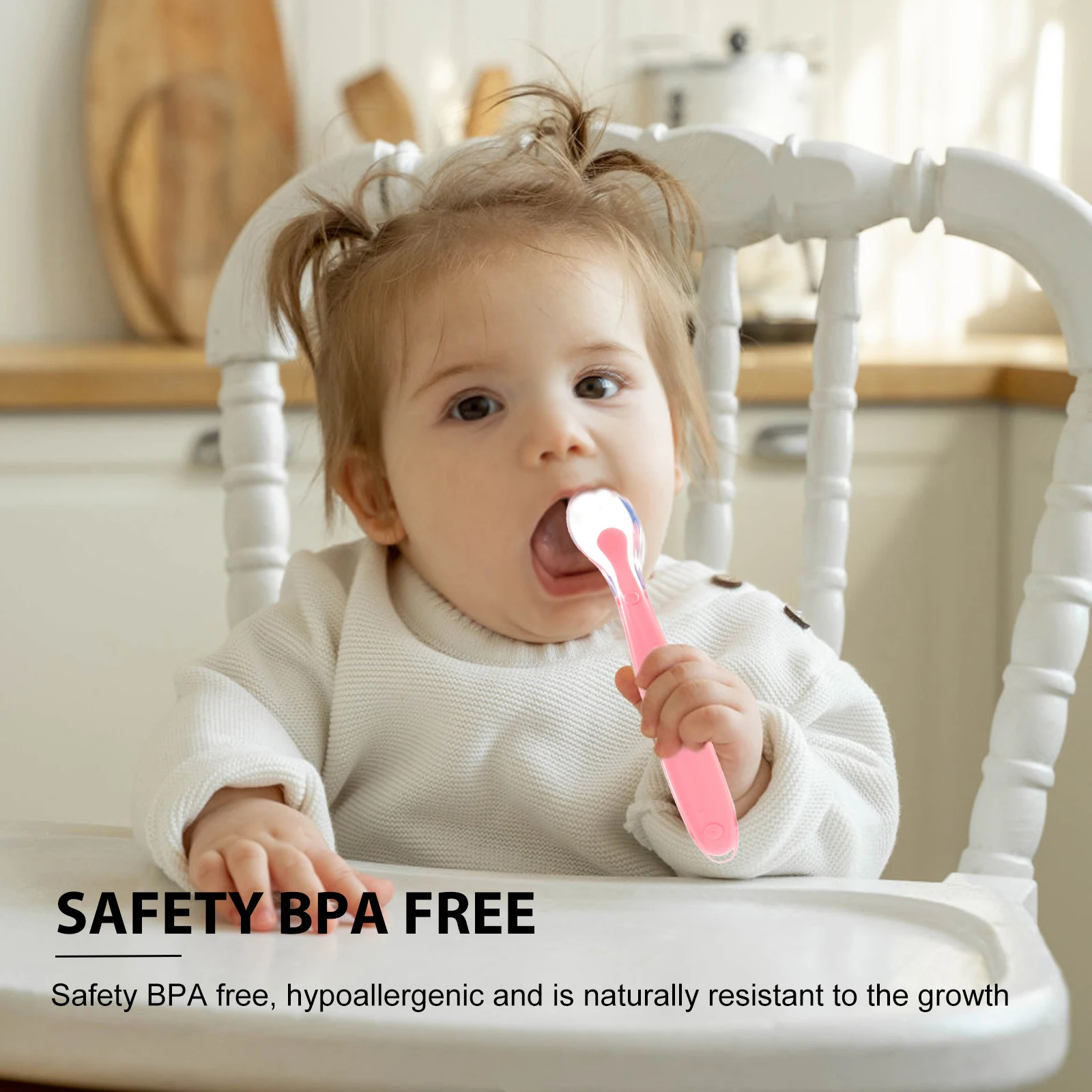 4 قطع من ملاعق السيليكون للرضع آمنة لتسنين الأطفال وعاء ضحل يمنع الاختناق مثالي للأطفال #1