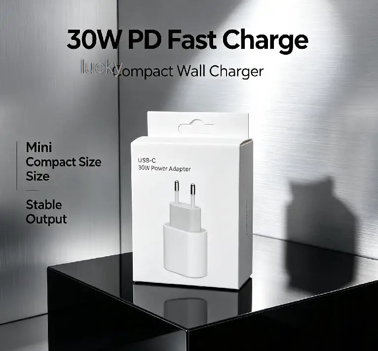 30W 2‑Port USB‑C Fast Charger Block QC3.0 Wall Charger Adapter USB Type C Phone Charger For iPhone Samsung Xiaomi Huawei EU Plug
