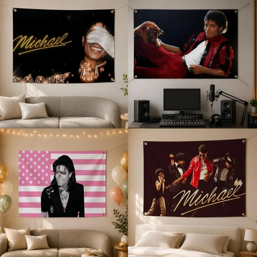 Singer M-Michael Jackson Flags Wall Hanging Flag Banner for Bedroom Dorm Living Room Party Festival Camping Indoor Outdoor Decor