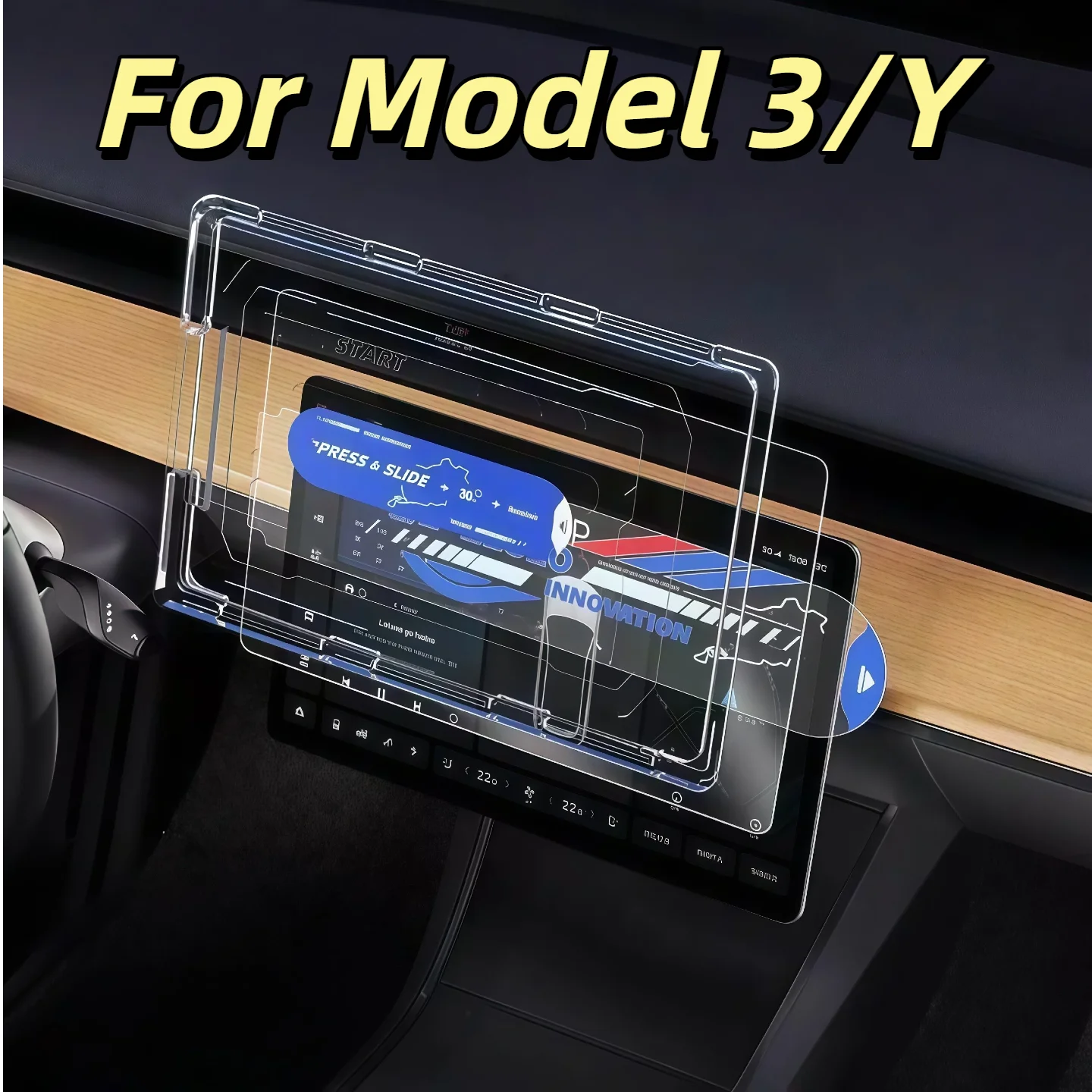 

Tempered Glass Screen Protector For Tesla Model Y Juniper 2026 and Model 3 Highland Anti-Scratch HD Clear