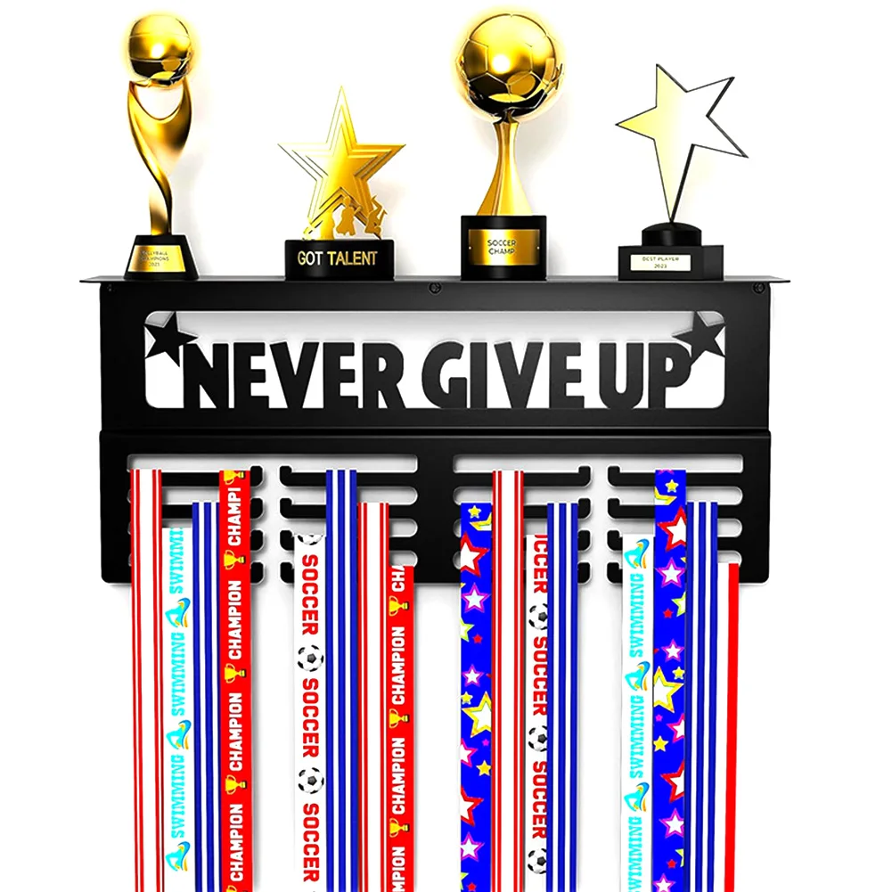 

Trophy and Medal Display Shelf Wall Mounted Awards Display Shelf Medal Holder Rack for Gymnastics Running Race Medal Awards Rack