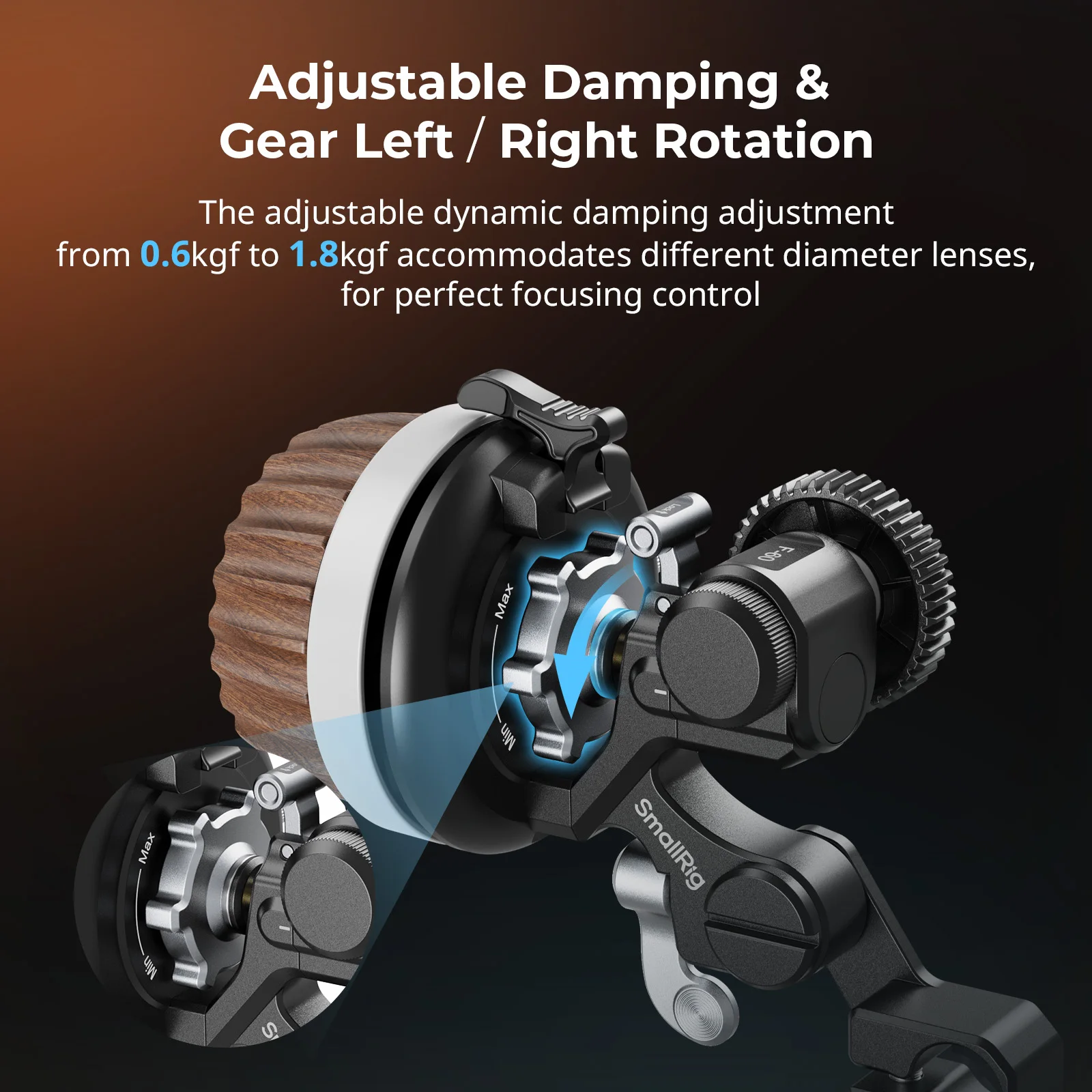 SmallRig modulaire Follow Focus F60 voor DSLR en spiegelloze camera, met niet-dempend ontwerp met tandwielring, 15 mm staaf- en staafklem -5163