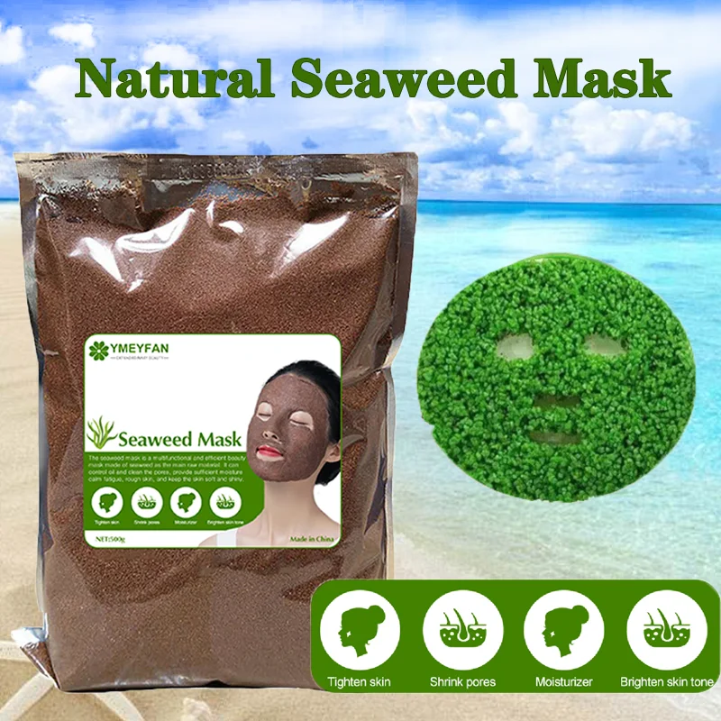 

200G/500G Natural Seaweed Mask For Face Moisturizing Hydrating Shrink Pores Whitening Brightening Anti Acne Algae Seed Skincare