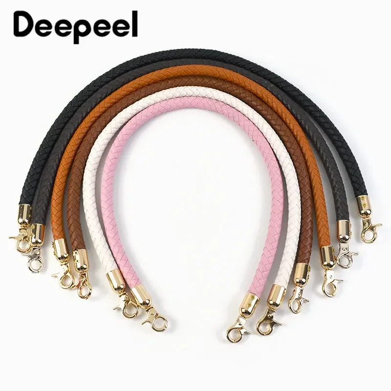 2Pc 30/40/60cm Colored Bag Handle Replace Leather Shoulder Strap Fashion Handbag Weave PU Chain Metal Buckle Handles Accessories