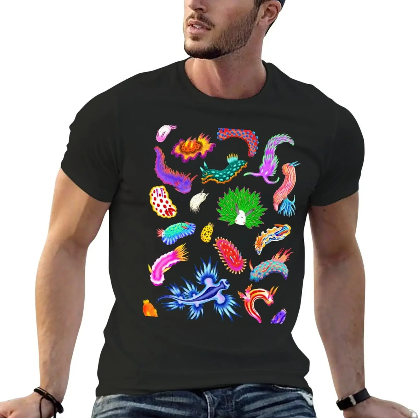 Summer Tops Boys T Shirts T Shirt Men New Rainbow Nudibranchs (Sea Slugs) Assortment T-Shirt Oversized Men Clothing Summer Tops