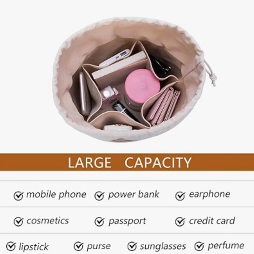 Multi-use Gear Tall Purse Organizer Insert Womens Canvas Round Handbag Organizer Storage,Handbag Purse Organizer Cosmetic Pouch