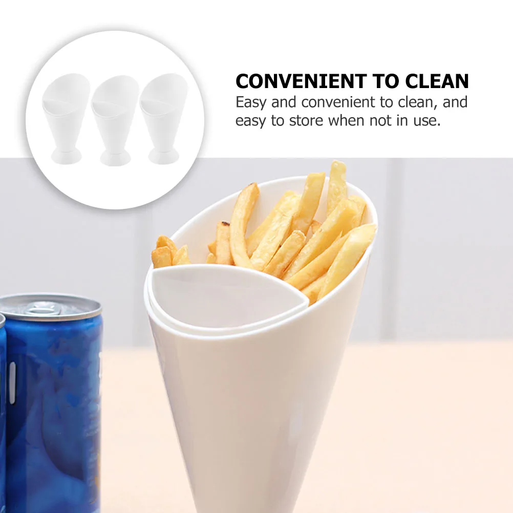 

6pcs French Fry Dipping Cups Salad Cups For Fries Ketchup Dips Cone Shape Pp Plastic Disposable Party Tableware Easy To Clean