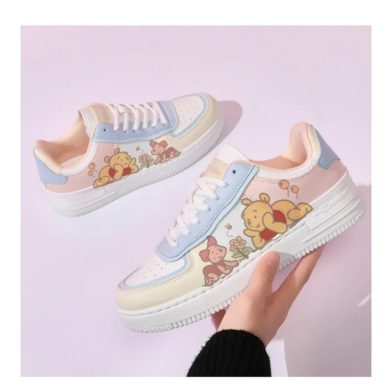 Cute Disney Girls Winnie The Pooh Sports Shoes Casual Shoes Non-slip Soft Bottom Gift Sneakers for Shoes Cartoon Kids Sneakers