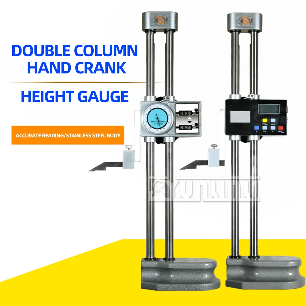 

Digital Double Column Height Ruler Hand Crank Height Measuring Tool Draw Lines/Measure Stainless Steel Height Gauge 0.01mm