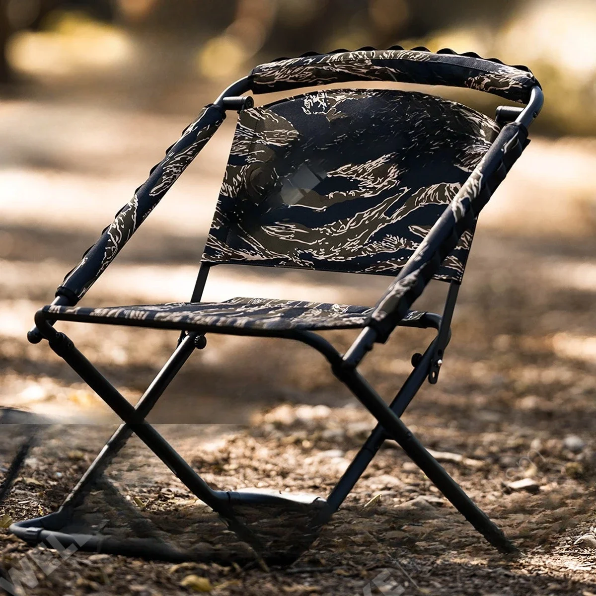 Outdoor camping chair height adjustable arc recreational fishing back  camping folding chair AB double-sided