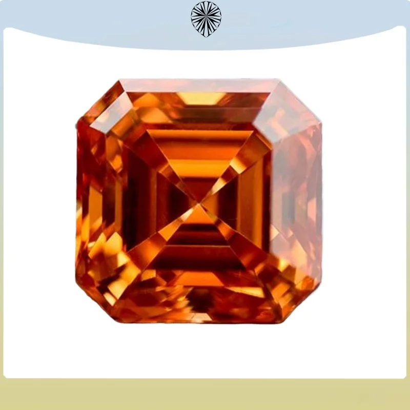 

Moissanite Stone Orange Color Asscher Cut Loose Gemstone Lab Grown Moissanite Jewelry Material with GRA Certificated