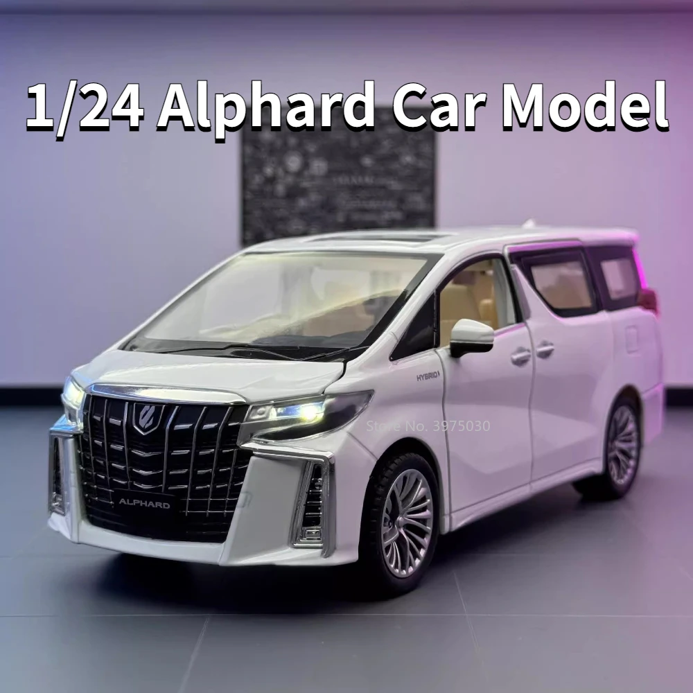 

1/24 Scale Diecast Car Alphard MPV Metal Model with Pull Back Light and Sound Vehicle Alloy Toy Collection for Boy Birthday Gift