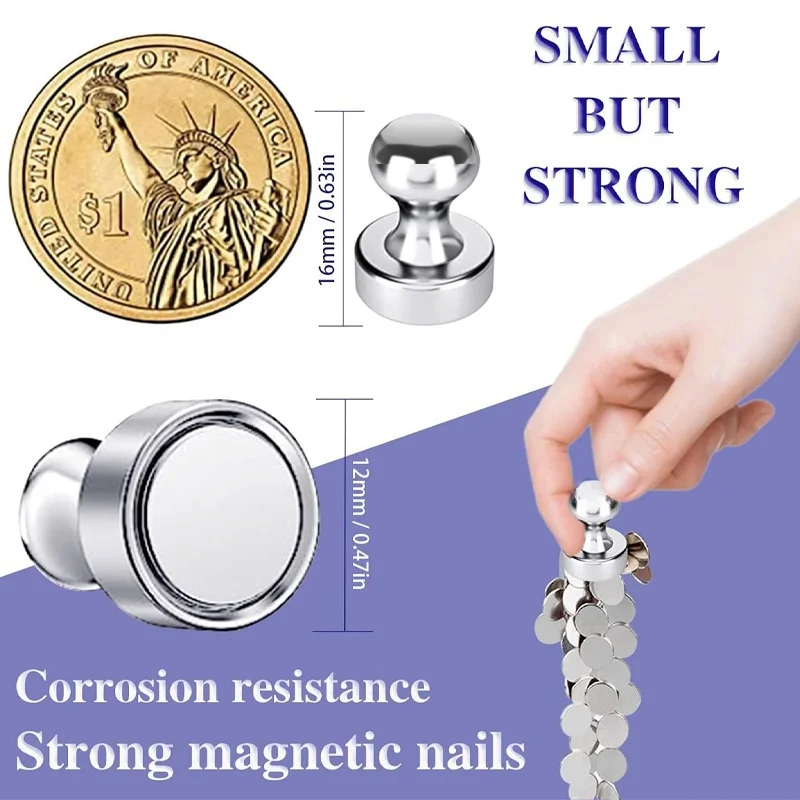 1-50Pcs Metal Magnetic Pins Neodymium Magnetic Thumbtacks for Whiteboard Cone Strong Magnets Fridge Pushpin Home Storage Tools