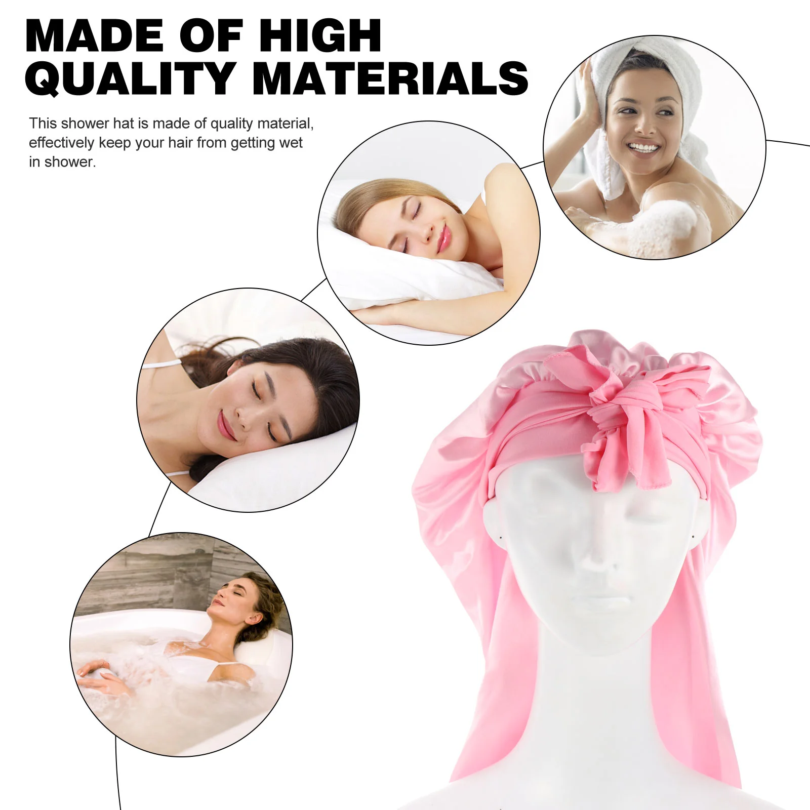 Elastic Wide Brimmed Sleeping Cap Long Satin Bonnet Caps High Elasticity Hat Band Womens