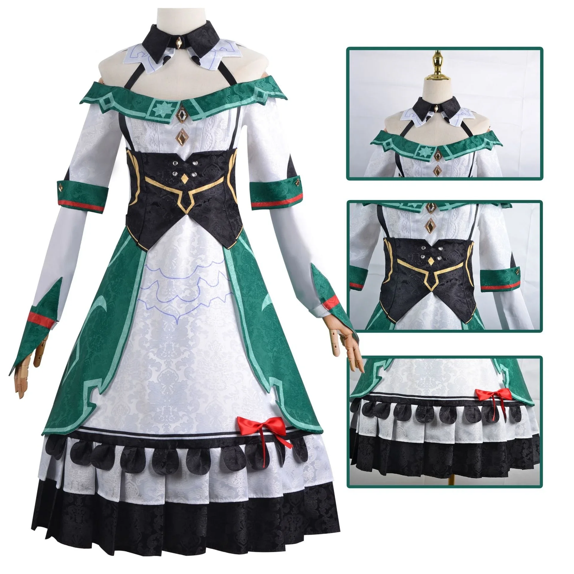 Genshin Impact Pakanian Anime Game Kathryne Kostum Cosplay Maid Dress Christmas Halloween Party Costume Anime Set