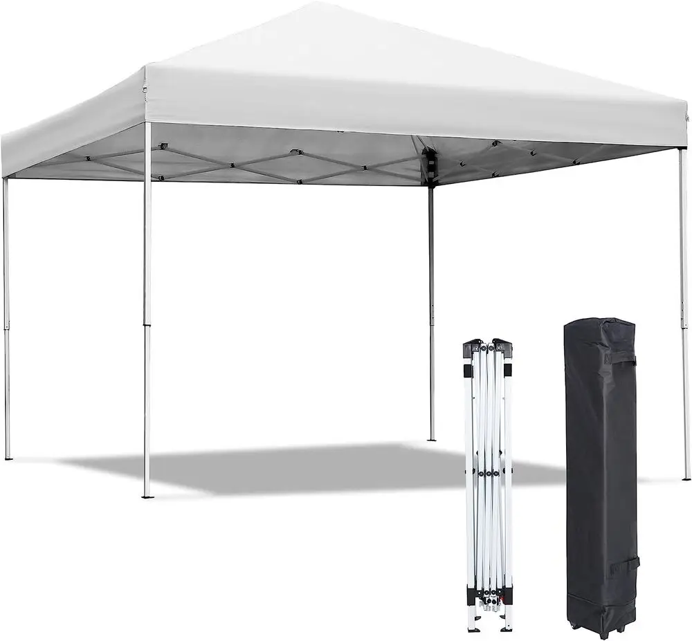 

10x10 Pop Up Canopy Tent Adjustable Straight Leg Heights with Wheeled Bag Ropes