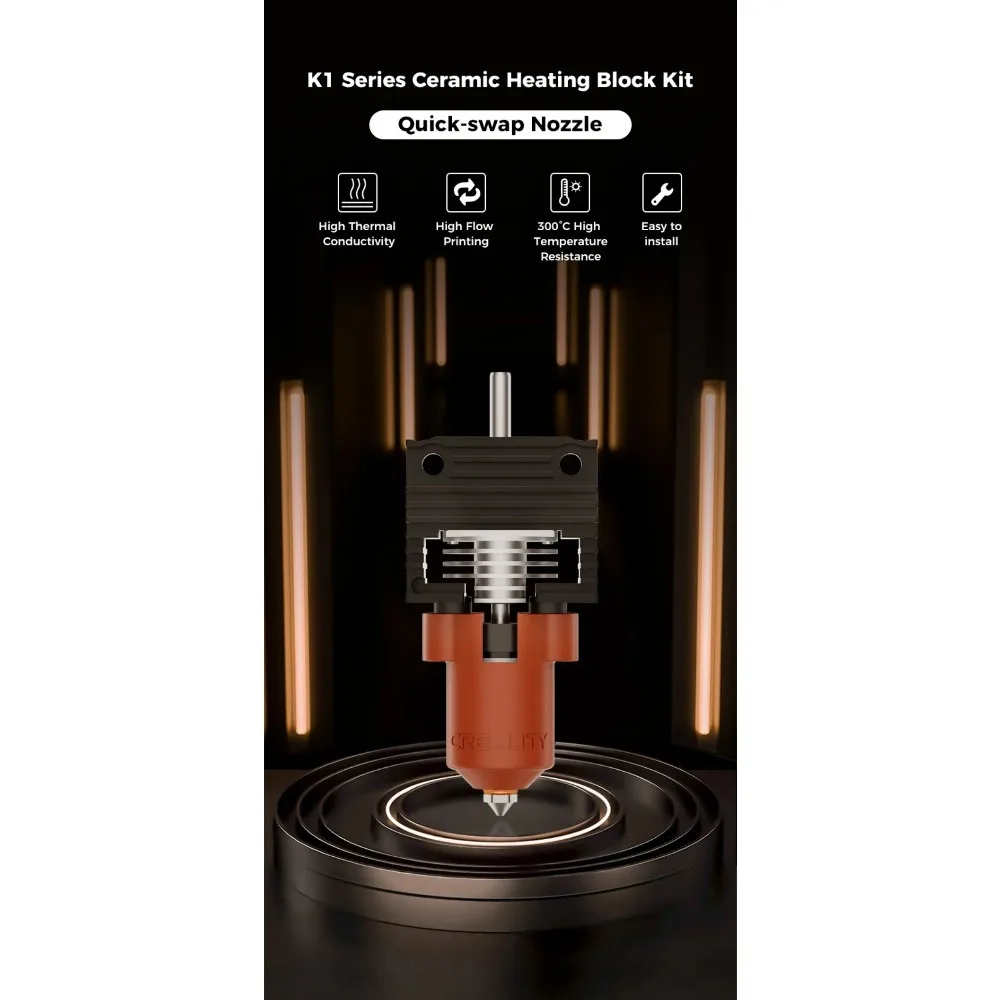 

Creality K1 Max/K1C/K1SE/K1 Обновленный керамический нагревательный блок Hotend Быстросменная насадка Высокопроизводительная печать для 3D-принтера серии K1