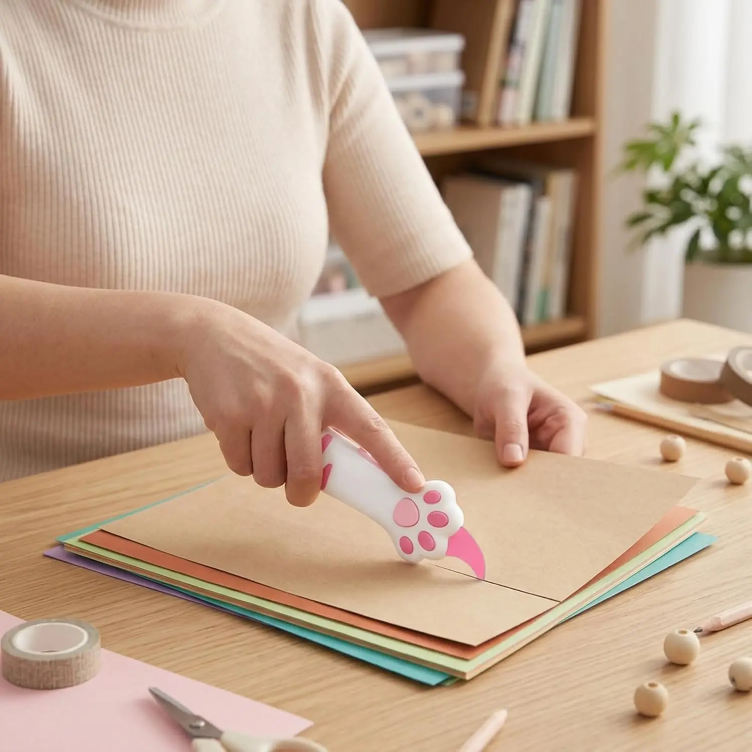 Cat Paw Box Cutter, Retractable Cat Claw Knife, Package Opener for Unboxing and Office Use, Cat Paw Sharp Carton Sealing Tape