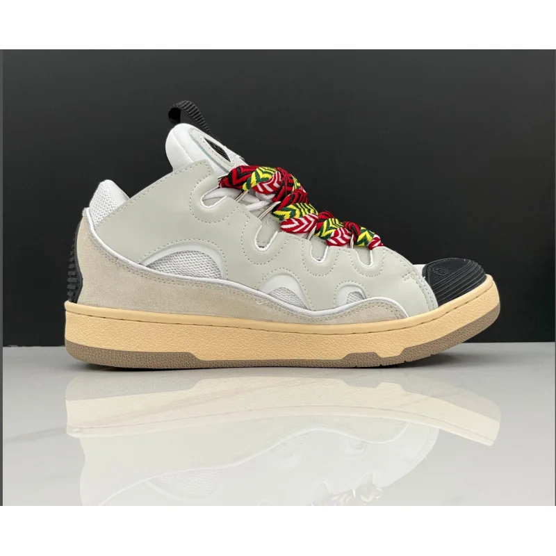 Leren sport- en vrijetijdsschoenen met veters voor heren en dames, retro boardschoenen, nieuwe papa-schoenen