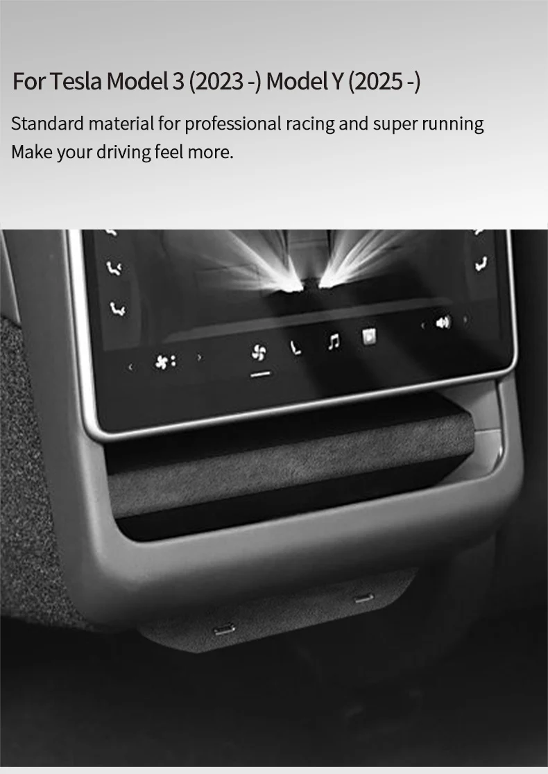 Für Tesla Model Y Juniper / Model 3 Highland aus Alcantara Hinterer Luftauslass-Zierleiste Aufkleber Auto-Innenausstattung Tuning-Zubehör – Detail 1