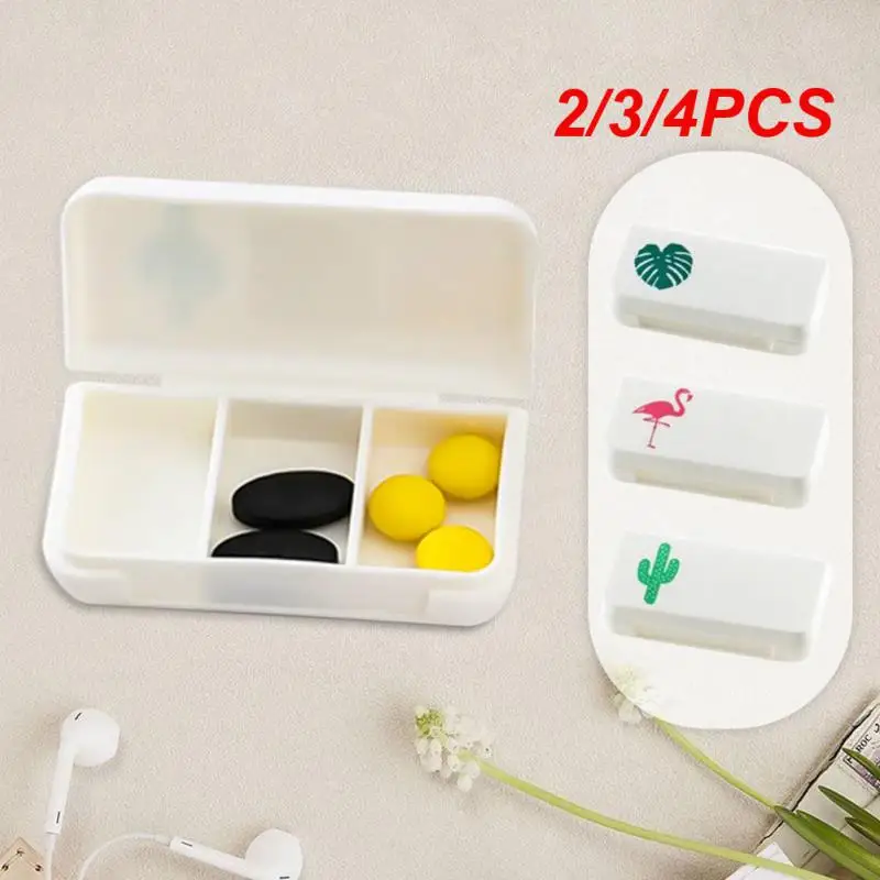 2/3/4PCS Drug Tablet Dispenser Dispensing Splitter Independent Lattice Mini 3 Lattices Pill Box Storage